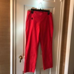 Stretchy long pants, pull-on 14, fiery red-orange